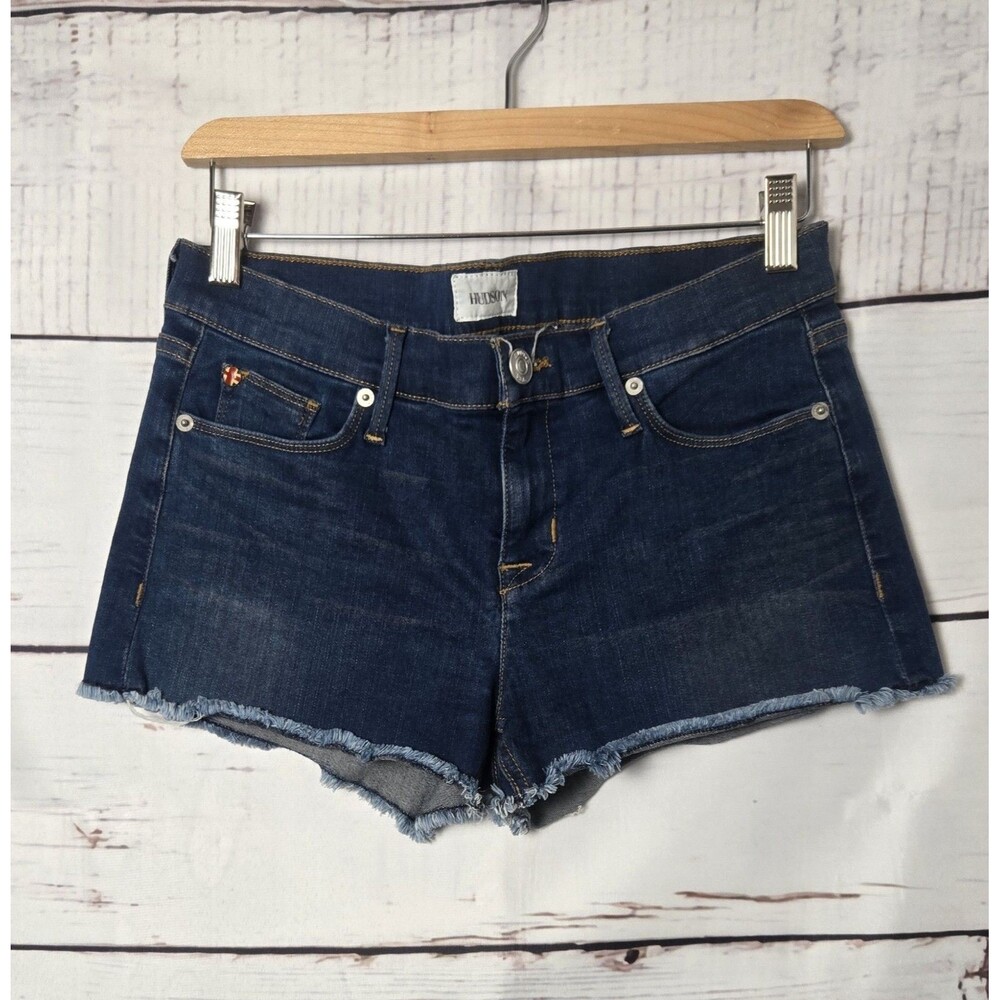 Hudson Jeans Womens Denim Shorts Size 27  Kenzie Cut Off Dark Wash Frayed Hem